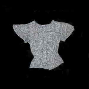 Patterned Blouse with Tie Front